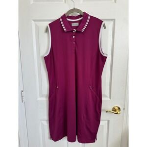 Callaway Opti-Dri Sleeveless Golf Dress XL Berry Purple Polo Pockets SU29568